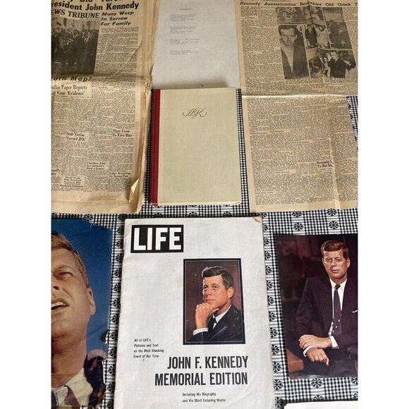 JFK Ephemera Lot -  Newspapers, Life Magazine, Memorial, Jackie O. Book Oswald - Picture 11 of 16